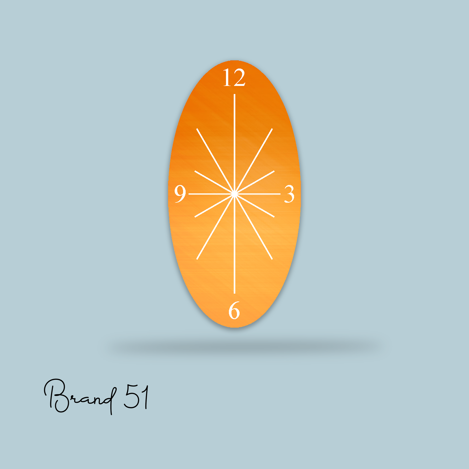 Orange Classical Oval Wall Clock