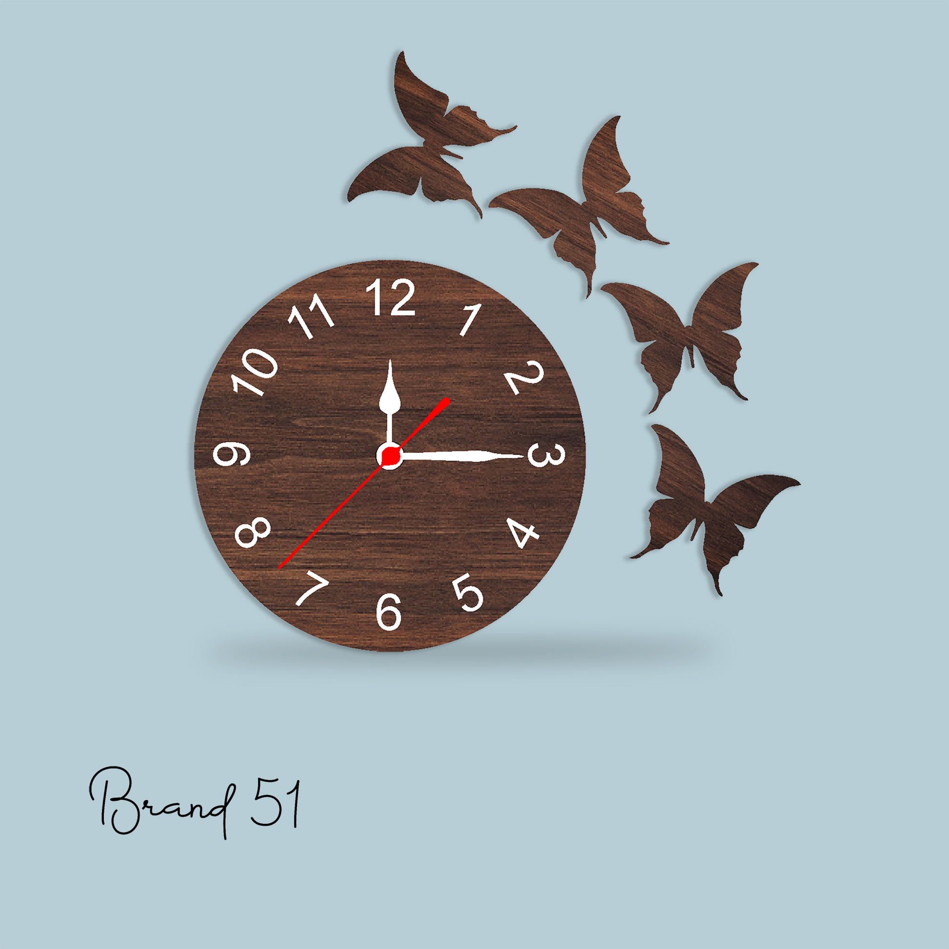 Wooden Outer Butterfly Wall Clock