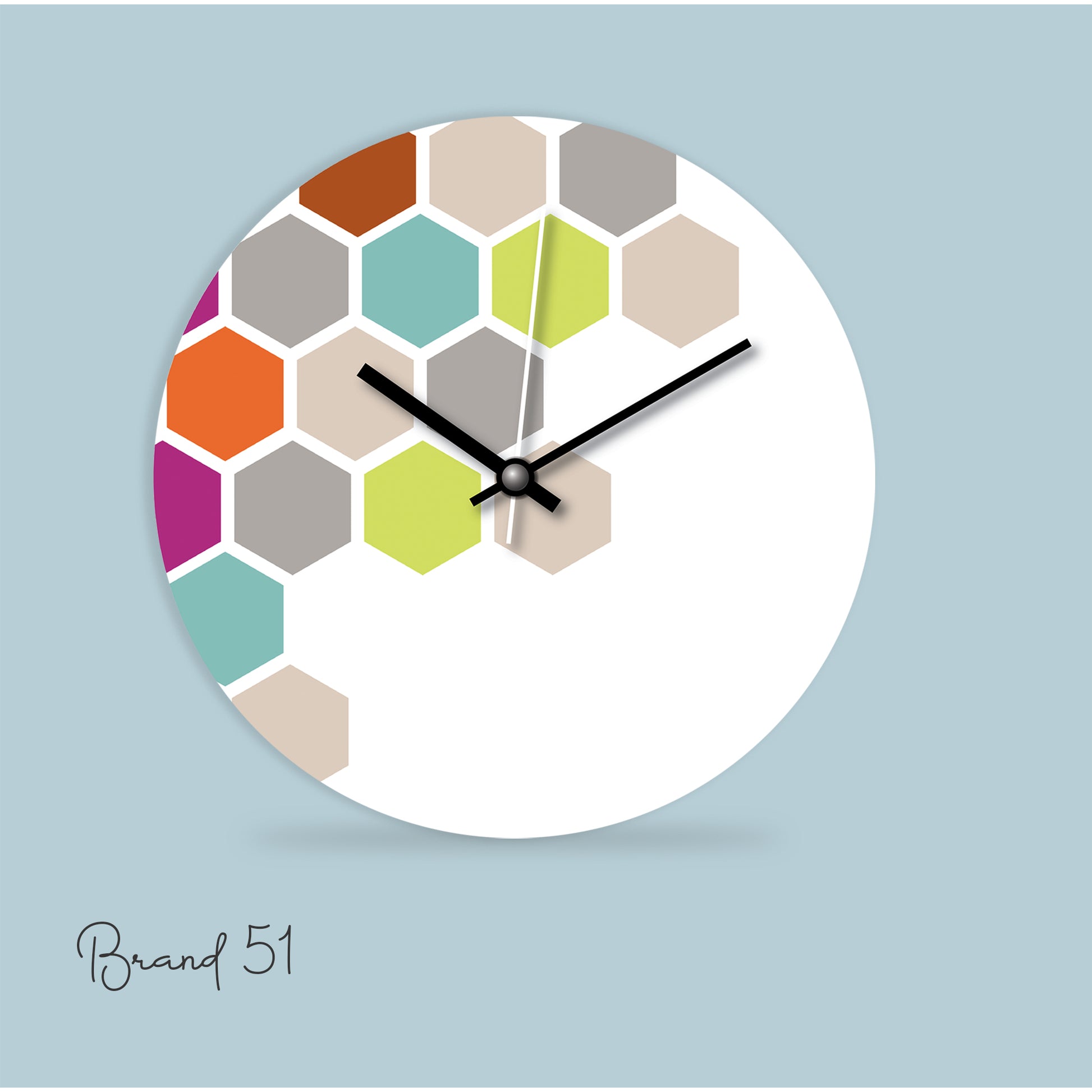 Colorfilled Hexagonal Wall Clock