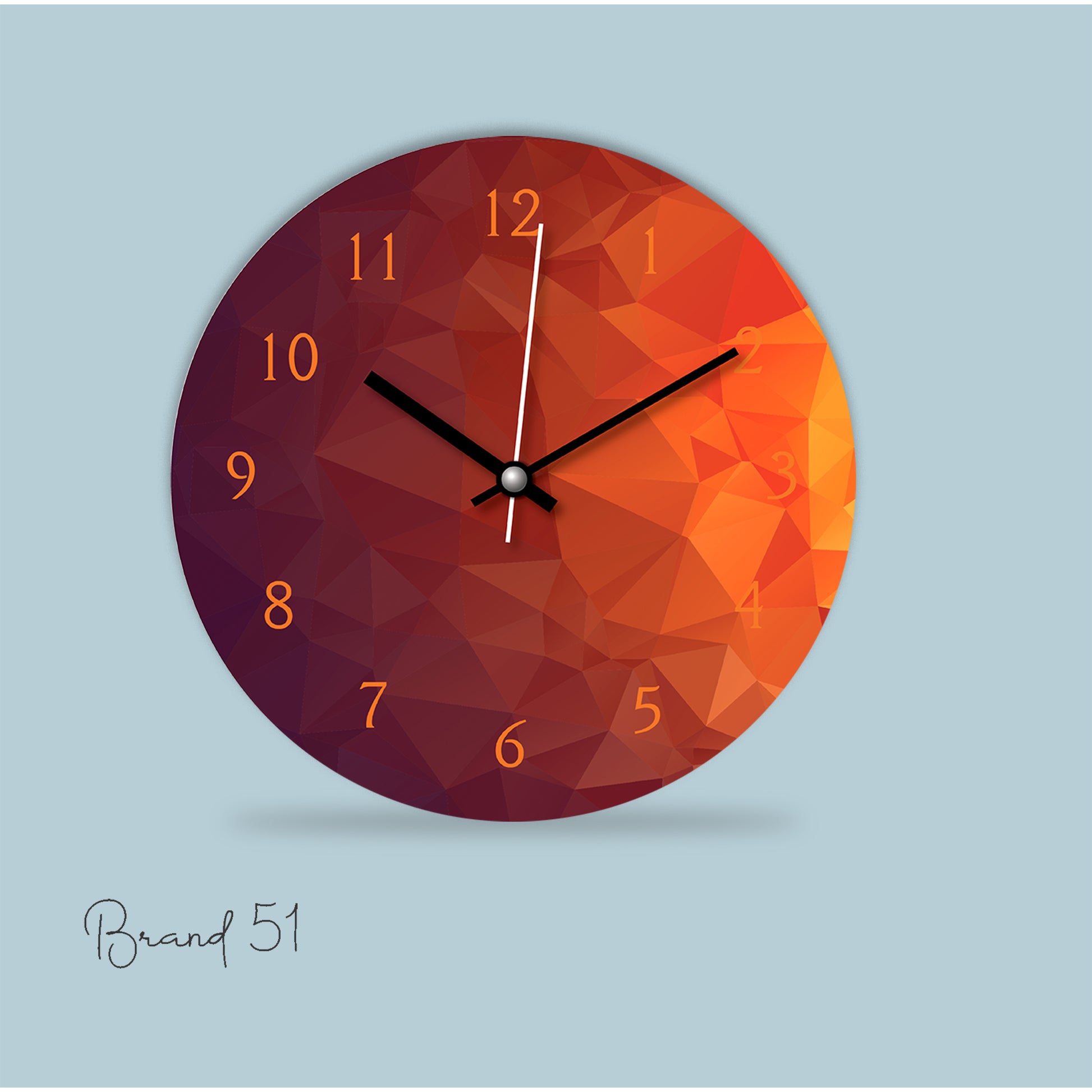 Orange Shade Wooden Wall Clock