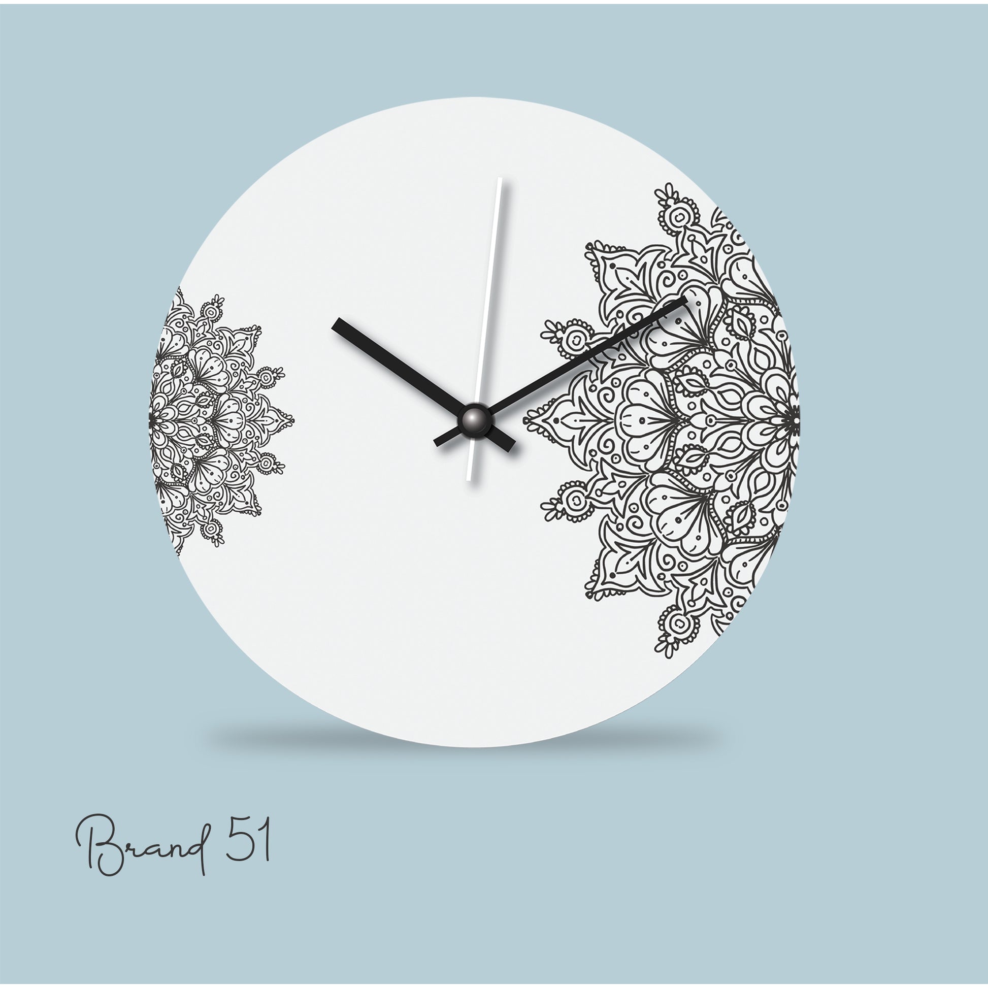 Gray Colored Mandala Design Wall Clock
