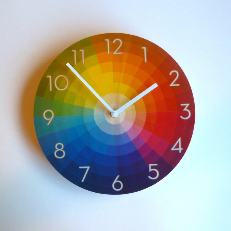 Rainbow Wooden Wall Clock – A Burst of Colors for Your Space