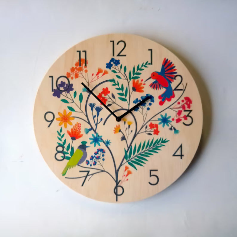 Multi Flower Wall Clock – Bloom with Every Hour