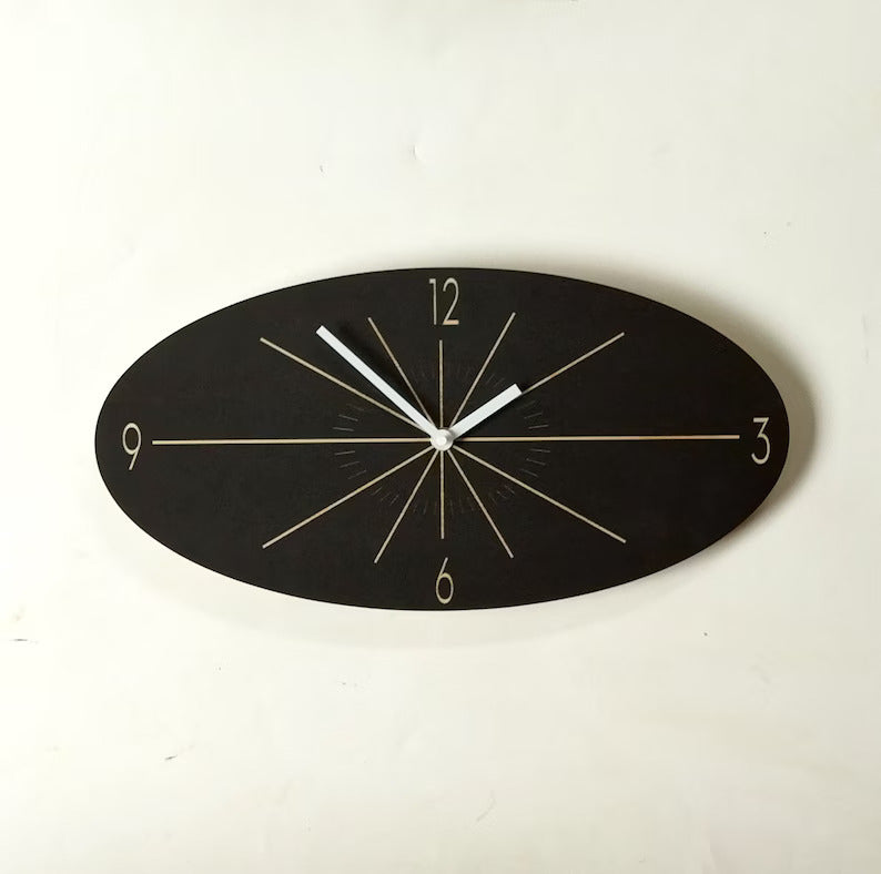 Black Classical Oval Wall Clock – A Stylish Global Timepiece