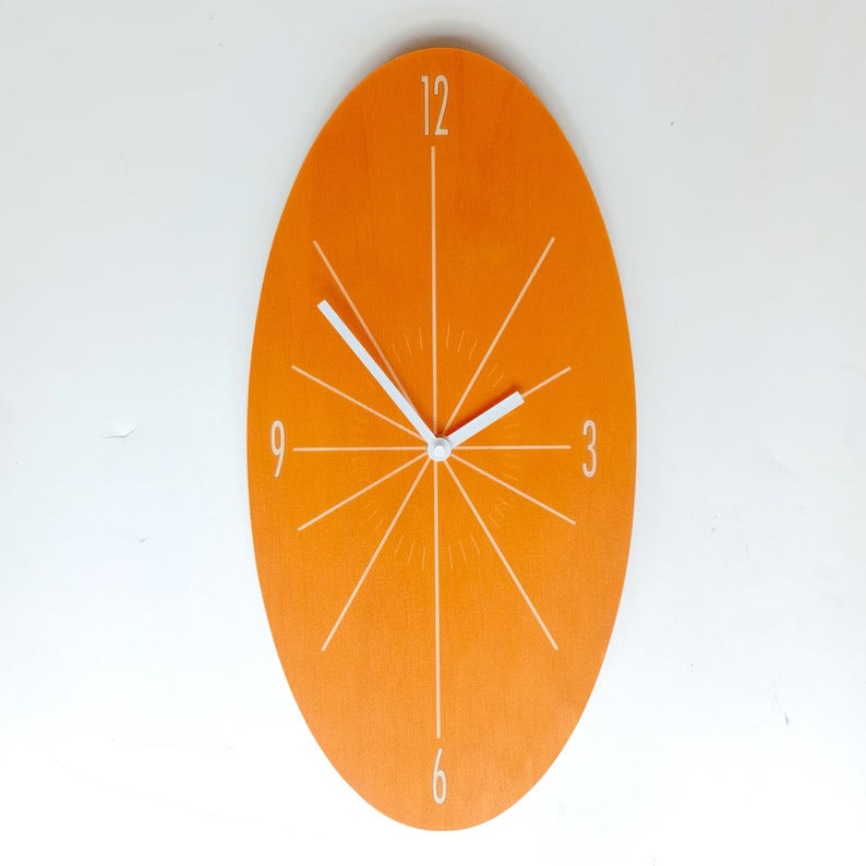 Orange Classical Oval Wall Clock