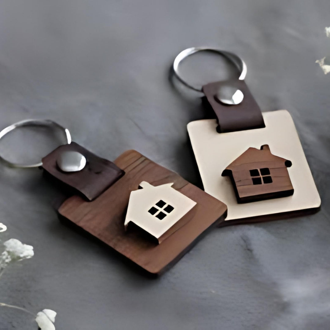 Customized Double Layer House Design MDF Keychain – Home in Your Pocket