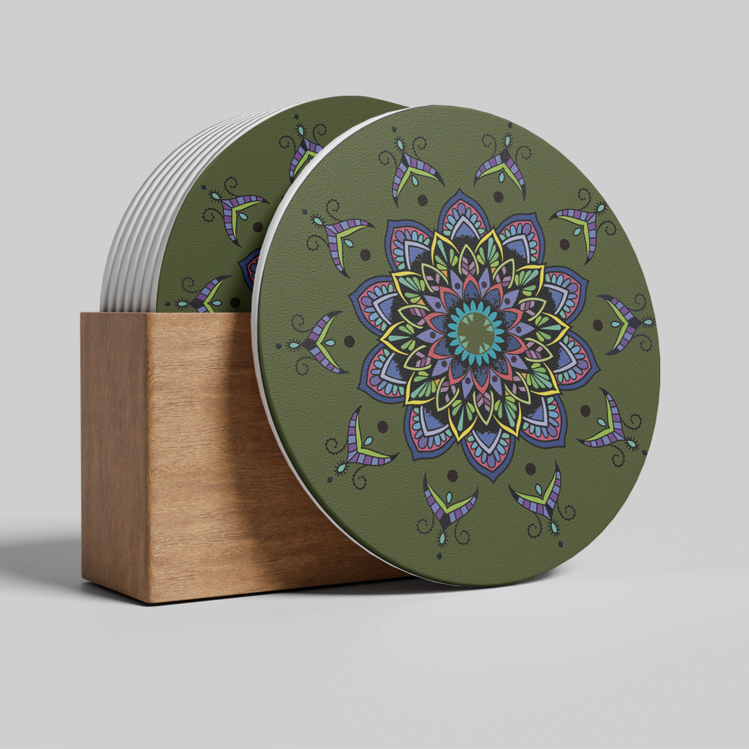 Tea Coaster with Stand – Sip in Style & Keep It Neat(set of 4)