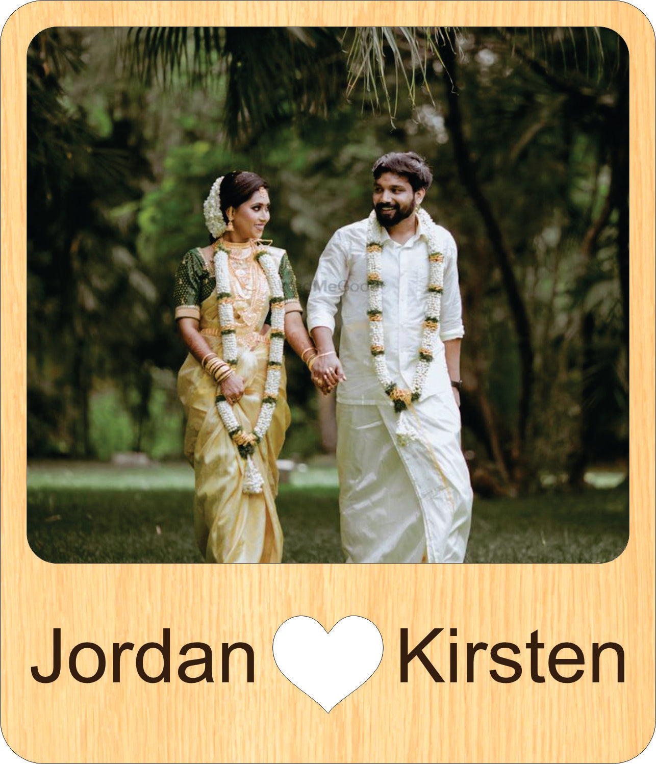 Mr. & Mrs. Wooden Frame Celebrate Love with Each Other