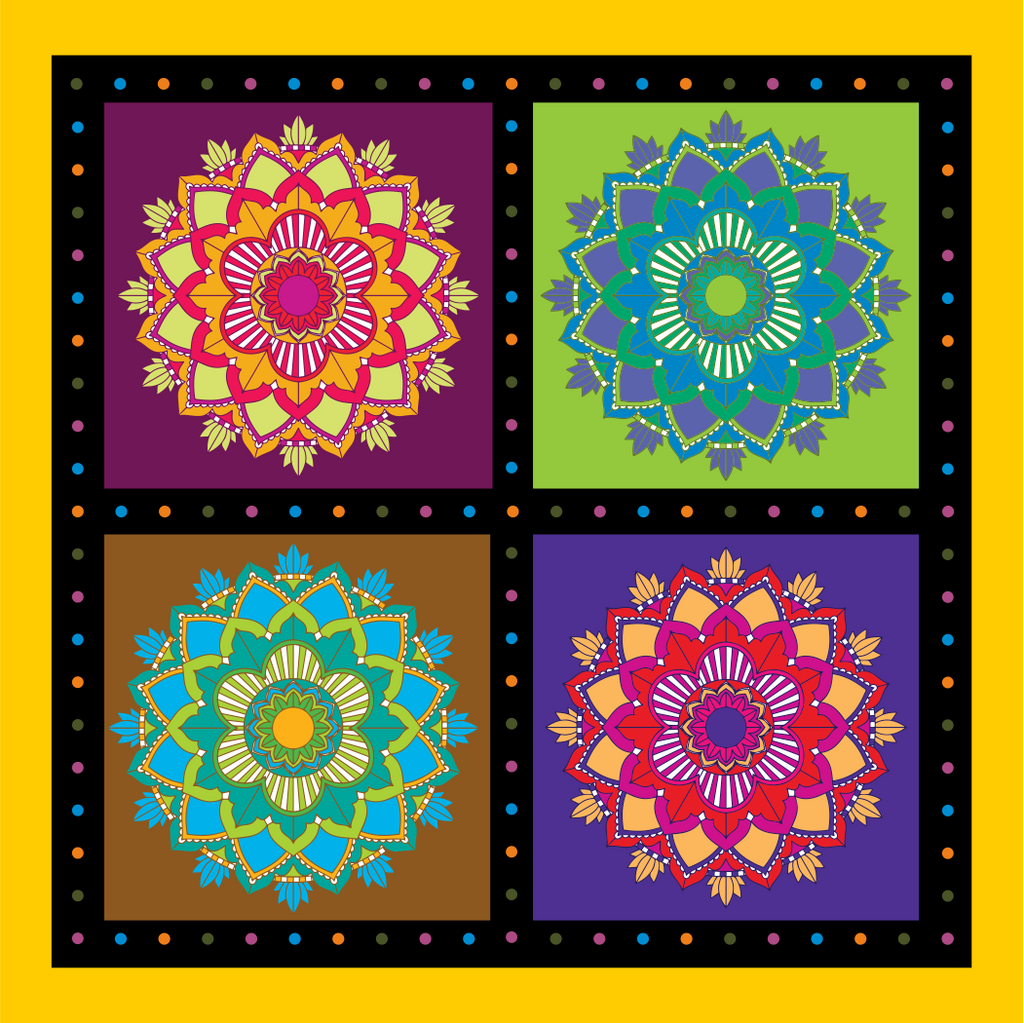 Square Mandala Tea Coasters-Sip in style and serenity(set of 6)