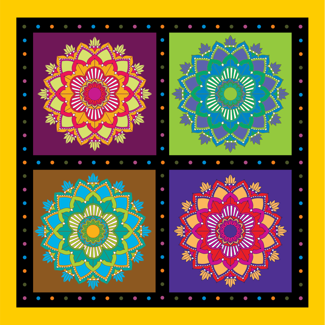 Square Mandala Tea Coasters-Sip in style and serenity(set of 6)
