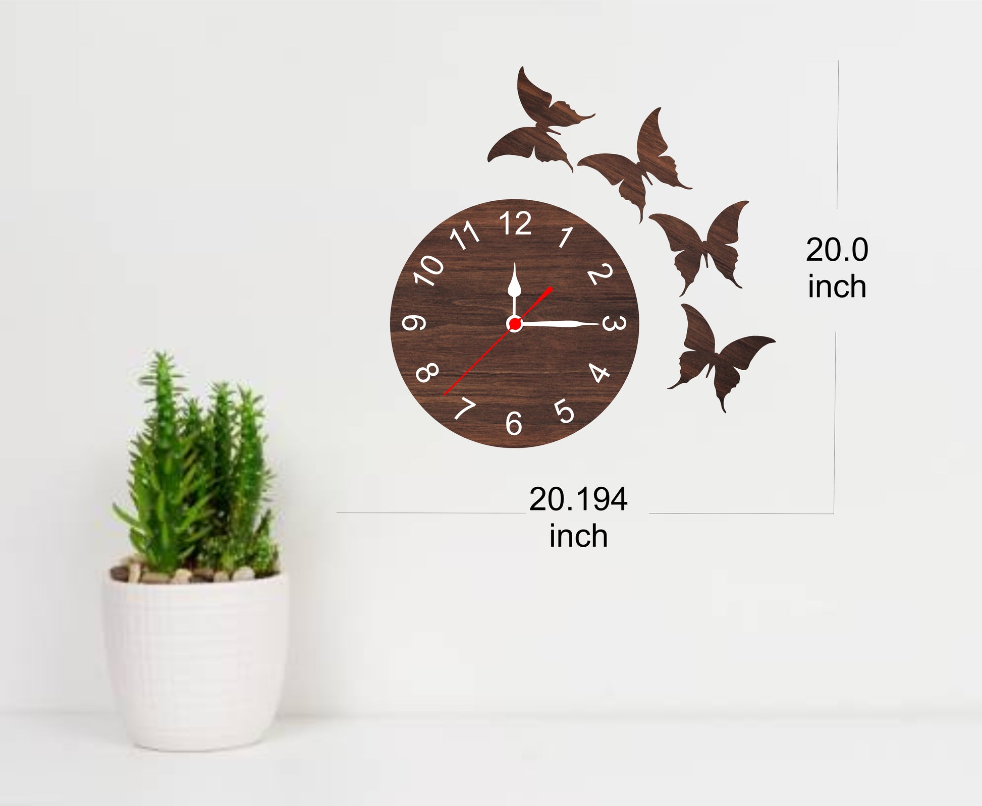 Wooden Outer Butterfly Wall Clock
